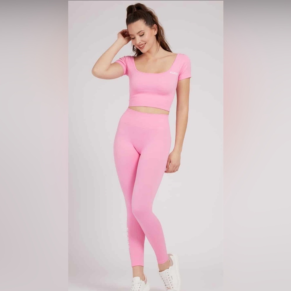 Guess Y2K Pink Crop Top and Leggings Set size S